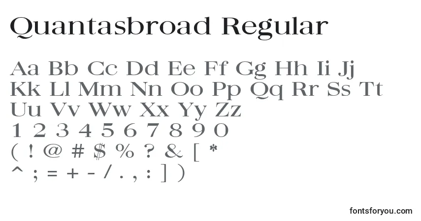 Schriftart Quantasbroad Regular – Alphabet, Zahlen, spezielle Symbole