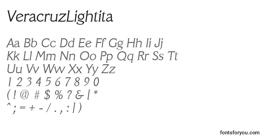 Schriftart VeracruzLightita – Alphabet, Zahlen, spezielle Symbole