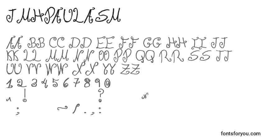 A fonte JmhPaulaSm (85461) – alfabeto, números, caracteres especiais