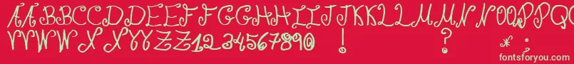 JmhPaulaSm Font – Green Fonts on Red Background