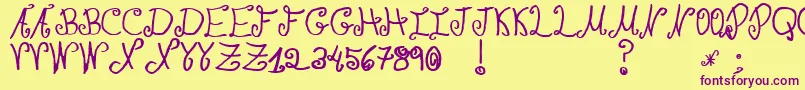JmhPaulaSm Font – Purple Fonts on Yellow Background