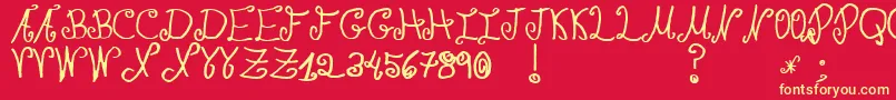 JmhPaulaSm-Schriftart – Gelbe Schriften auf rotem Hintergrund