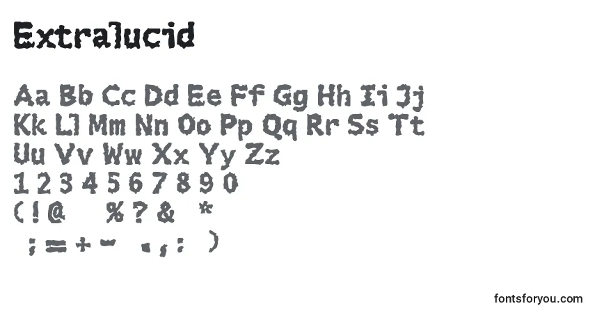 A fonte Extralucid – alfabeto, números, caracteres especiais
