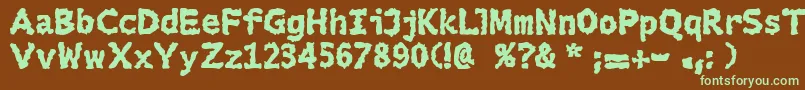 フォントExtralucid – 緑色の文字が茶色の背景にあります。