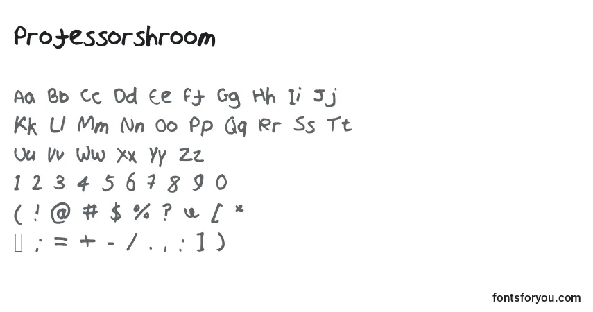 Schriftart Professorshroom – Alphabet, Zahlen, spezielle Symbole