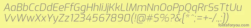 ExoLightitalic-Schriftart – Graue Schriften auf gelbem Hintergrund