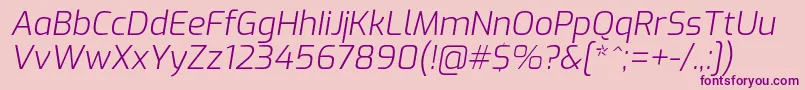 Fonte ExoLightitalic – fontes roxas em um fundo rosa