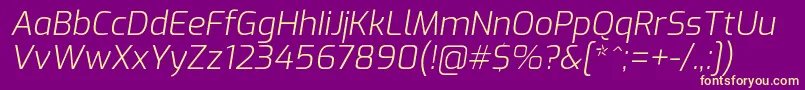 ExoLightitalic-fontti – keltaiset fontit violetilla taustalla