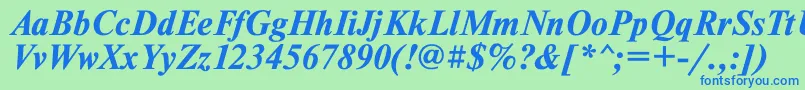 フォントTimesetBoldItalic – 青い文字は緑の背景です。