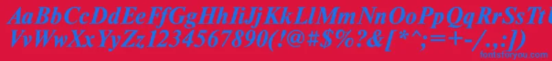 TimesetBoldItalic Font – Blue Fonts on Red Background