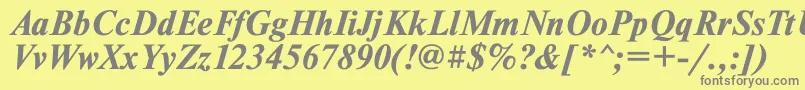Weitere Informationen zur TimesetBoldItalic-Schriftart TimesetBoldItalic-Schriftart – Graue Schriften auf gelbem Hintergrund