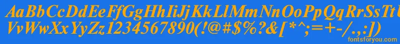 TimesetBoldItalic Font – Orange Fonts on Blue Background