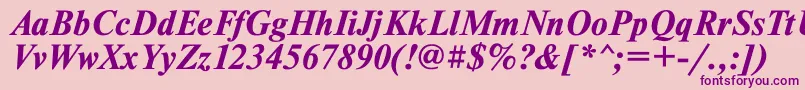 Fonte TimesetBoldItalic – fontes roxas em um fundo rosa
