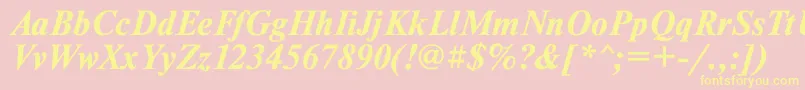 TimesetBoldItalic Font – Yellow Fonts on Pink Background