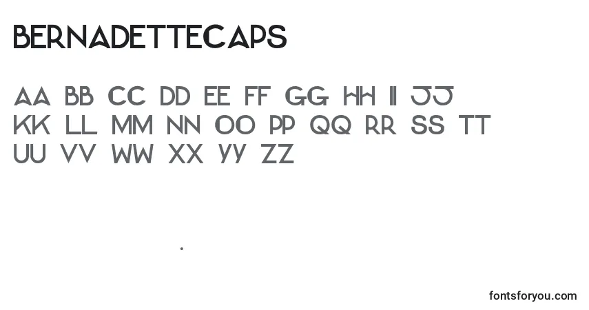 A fonte BernadetteCaps – alfabeto, números, caracteres especiais