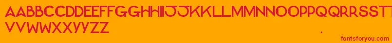 BernadetteCaps-fontti – punaiset fontit oranssilla taustalla