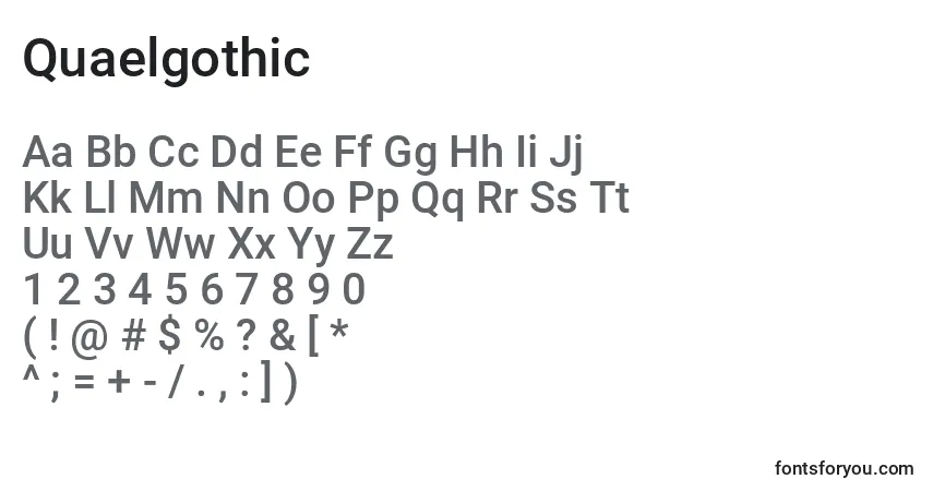 Czcionka Quaelgothic – alfabet, cyfry, specjalne znaki
