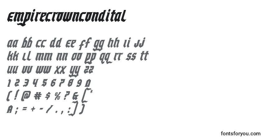 Empirecrowncondital-fontti – aakkoset, numerot, erikoismerkit
