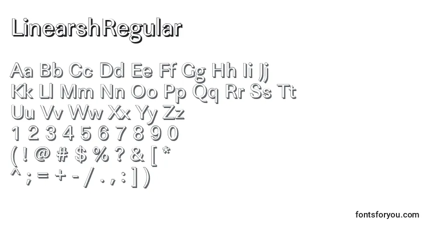 A fonte LinearshRegular – alfabeto, números, caracteres especiais