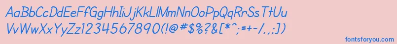 SfCartoonistHandItalic Font – Blue Fonts on Pink Background