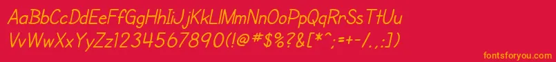 SfCartoonistHandItalic Font – Orange Fonts on Red Background