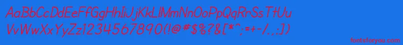 SfCartoonistHandItalic Font – Red Fonts on Blue Background