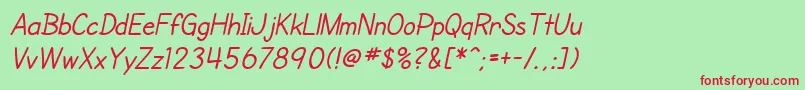 SfCartoonistHandItalic Font – Red Fonts on Green Background