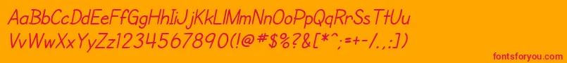 SfCartoonistHandItalic Font – Red Fonts on Orange Background