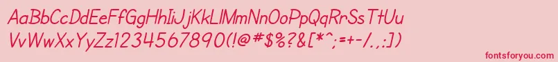 SfCartoonistHandItalic Font – Red Fonts on Pink Background