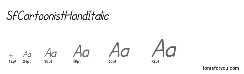 Размеры шрифта SfCartoonistHandItalic