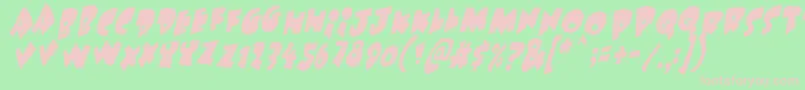 Under Attack Skew-Schriftart – Rosa Schriften auf grünem Hintergrund