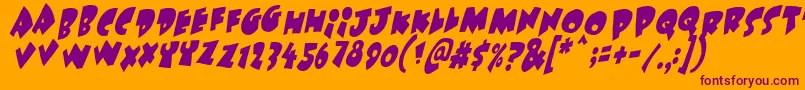 Under Attack Skew Font – Purple Fonts on Orange Background