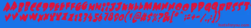 Under Attack Skew Font – Red Fonts on Blue Background