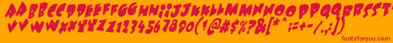 Under Attack Skew Font – Red Fonts on Orange Background