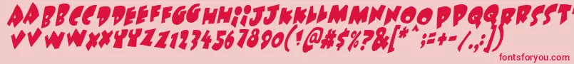 Under Attack Skew Font – Red Fonts on Pink Background