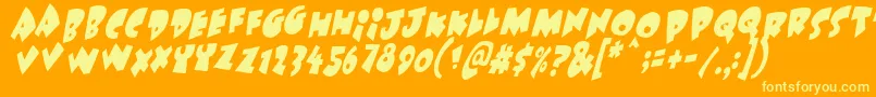 Under Attack Skew Font – Yellow Fonts on Orange Background
