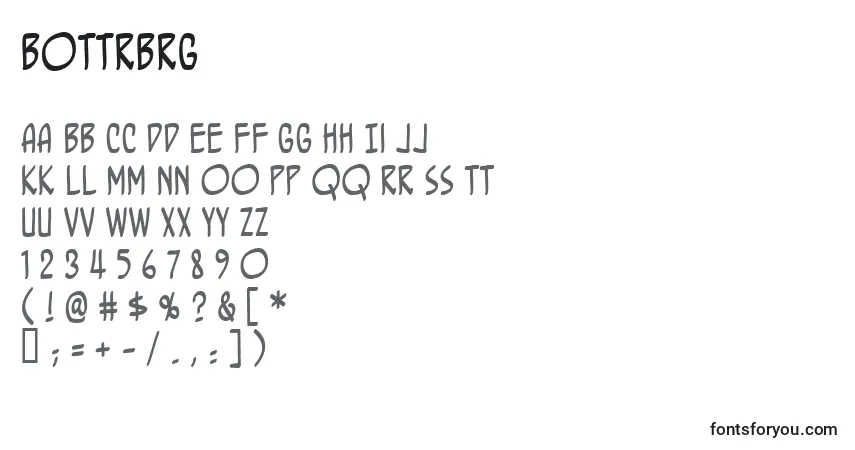 Czcionka Bottrbrg – alfabet, cyfry, specjalne znaki