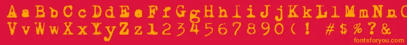 フォントDraconiantypewritter001 – 赤い背景にオレンジの文字