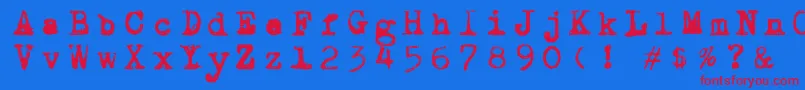 Draconiantypewritter001 Font – Red Fonts on Blue Background