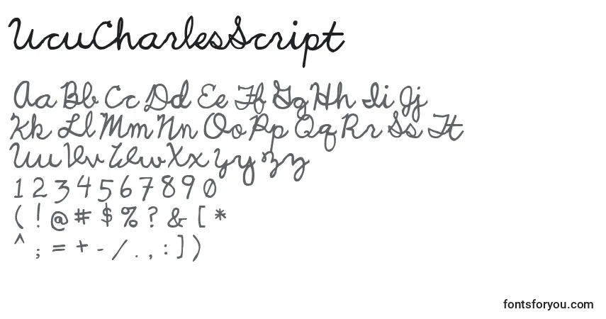 A fonte UcuCharlesScript – alfabeto, números, caracteres especiais