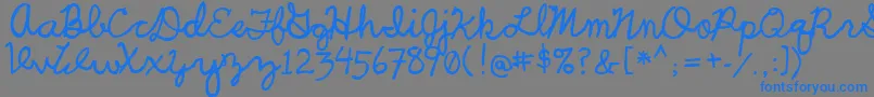 UcuCharlesScript-Schriftart – Blaue Schriften auf grauem Hintergrund