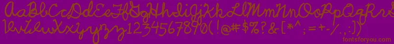 UcuCharlesScript-fontti – ruskeat fontit violetilla taustalla