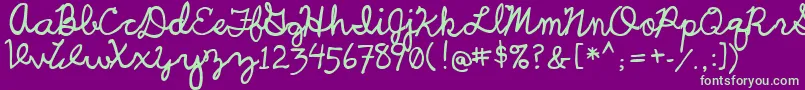 UcuCharlesScript-Schriftart – Grüne Schriften auf violettem Hintergrund