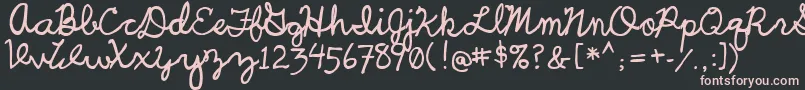 UcuCharlesScript-fontti – vaaleanpunaiset fontit mustalla taustalla