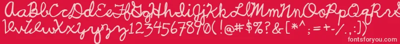 UcuCharlesScript-Schriftart – Rosa Schriften auf rotem Hintergrund
