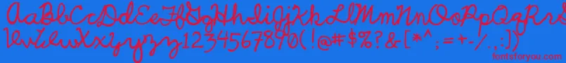 UcuCharlesScript-Schriftart – Rote Schriften auf blauem Hintergrund