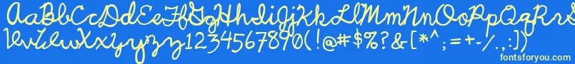 UcuCharlesScript-Schriftart – Gelbe Schriften auf blauem Hintergrund