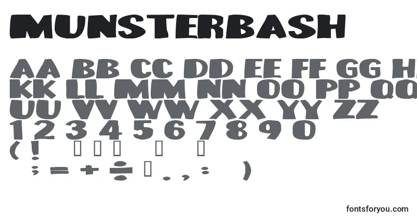 Czcionka Munsterbash – alfabet, cyfry, specjalne znaki