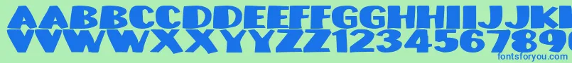 Munsterbash-Schriftart – Blaue Schriften auf grünem Hintergrund