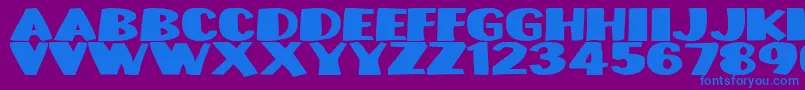 Czcionka Munsterbash – niebieskie czcionki na fioletowym tle